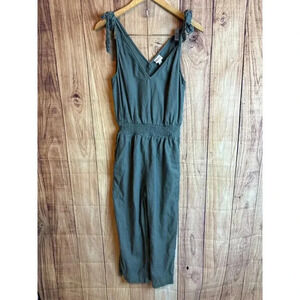 A New Day Target V-neck Jumpsuit Olive Green Adjustable Straps Pockets Size S
